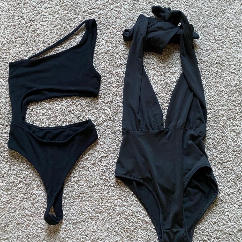 Black tie/cutout bodysuits